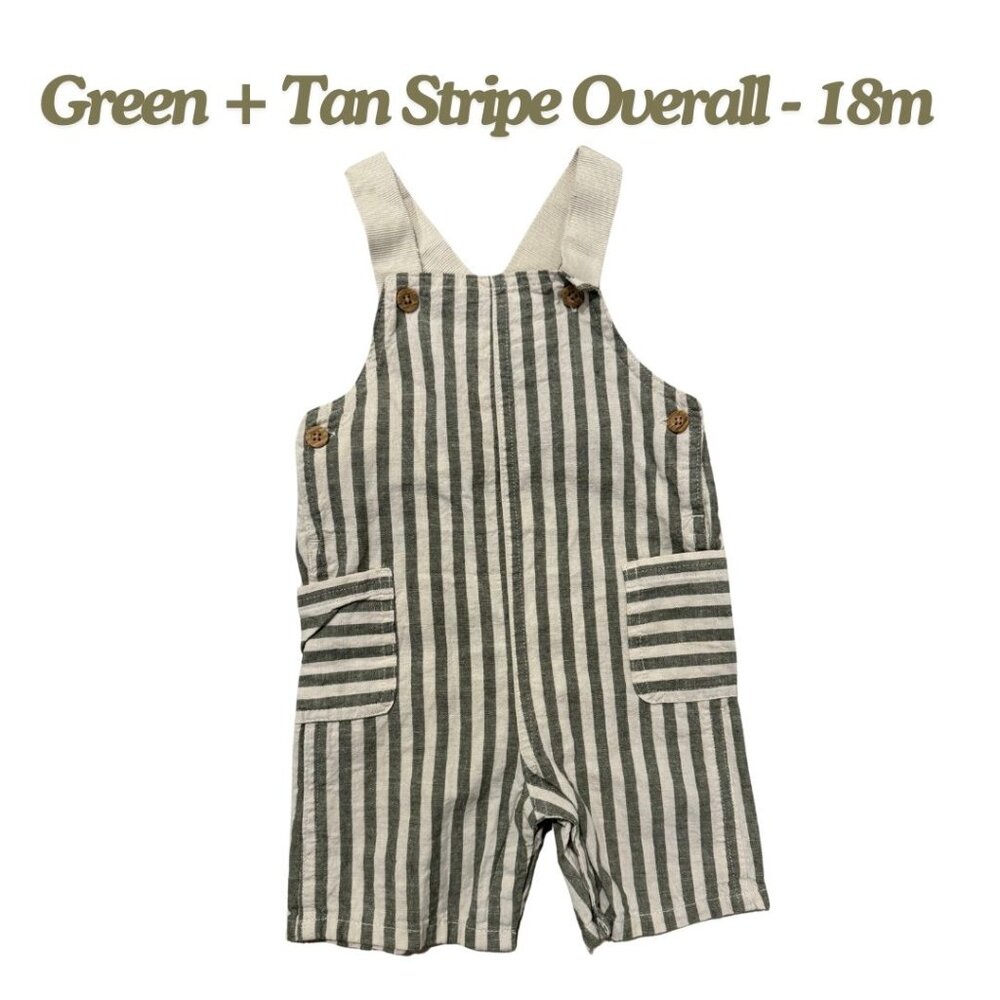 Green + Tan Stripe Overall - 18m - Carter's
